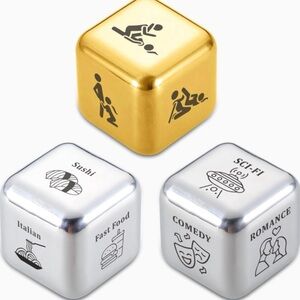Gold and Silver Dice Set for Women & Men, Date Night Decider Dice Game, NEW